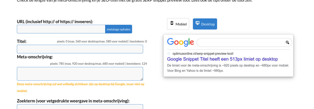 google-SERP snippet preview tool-2023